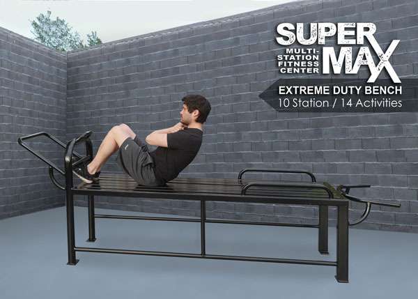 SuperMAX Extreme Duty Bench - 10 station & 14 activities